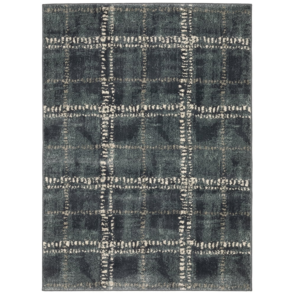 Oriental Weavers Carson Area Rug 0746J Blue Blocks Cubed 6' 7