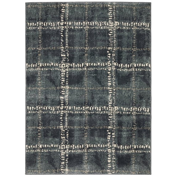 Oriental Weavers Carson Area Rug 0746J Blue Blocks Cubed 6' 7" x 9' 2" Rectangle