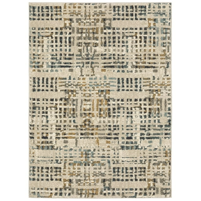 Oriental Weavers Carson Area Rug - 0748F - 2'3" x 7'6" - in Beige/ Grey - Modern Style, Stain Resistant, Family and Pet Friendly , Entryway, Hallway Runner Rug