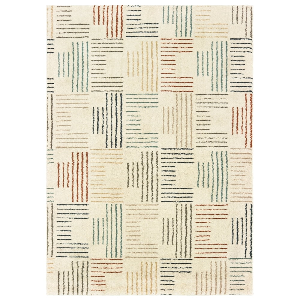 Oriental Weavers Carson Area Rug 9663A Ivory Lines Blocks 3' 10
