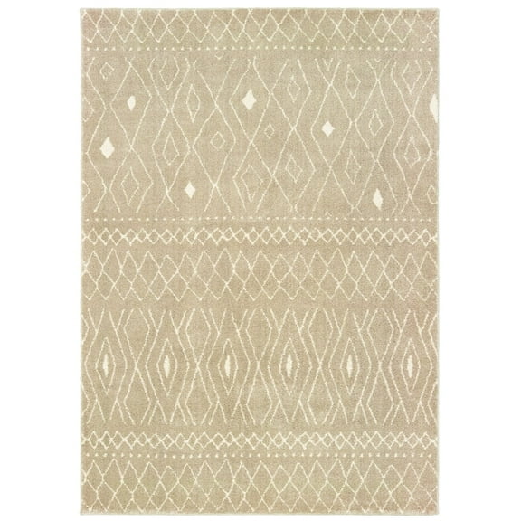 Oriental Weavers Carson Area Rug 9665B Sand Crosshatch Diamond 2' x 3' Rectangle