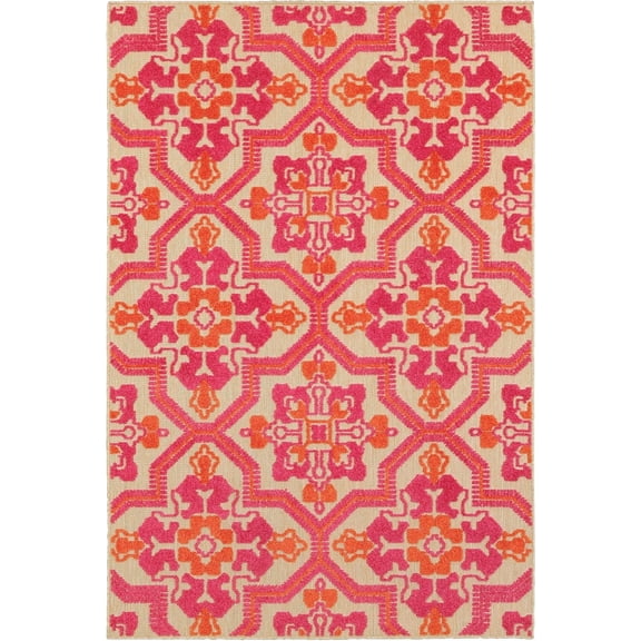 Oriental Weavers Cayman Area Rug 2541V Sand Corners Curves 3' 10" x 5' 5" Rectangle