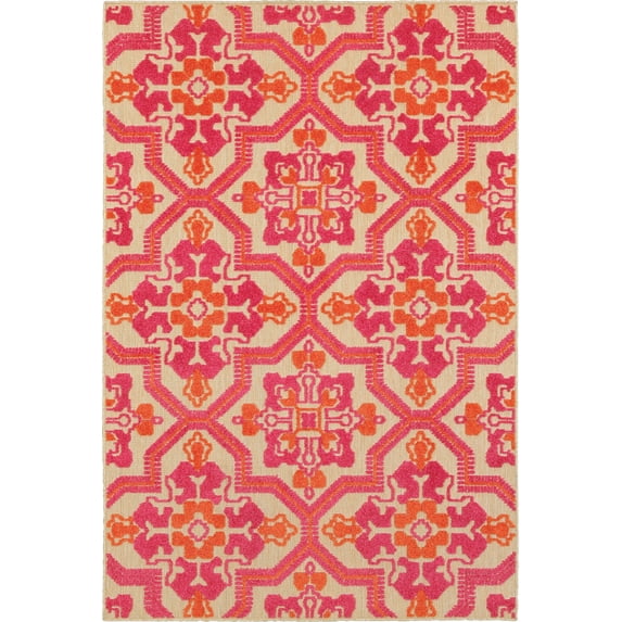 Oriental Weavers Cayman Area Rug 2541V Sand Corners Curves 5' 3" x 7' 6" Rectangle