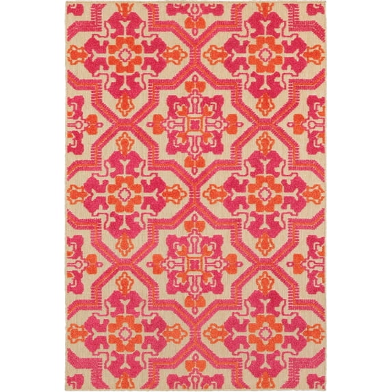 Oriental Weavers Cayman Area Rug 2541V Sand Corners Curves 6' 7" x 9' 6" Rectangle