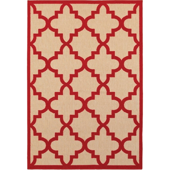 Oriental Weavers Cayman Area Rug 660R9 Sand Angled Curved 6' 7" x 9' 6" Rectangle