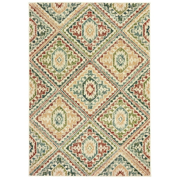 Sphinx Dawson Area Rug 8530A Ivory Diamonds Blocks 9' 10" x 12' 10" Rectangle