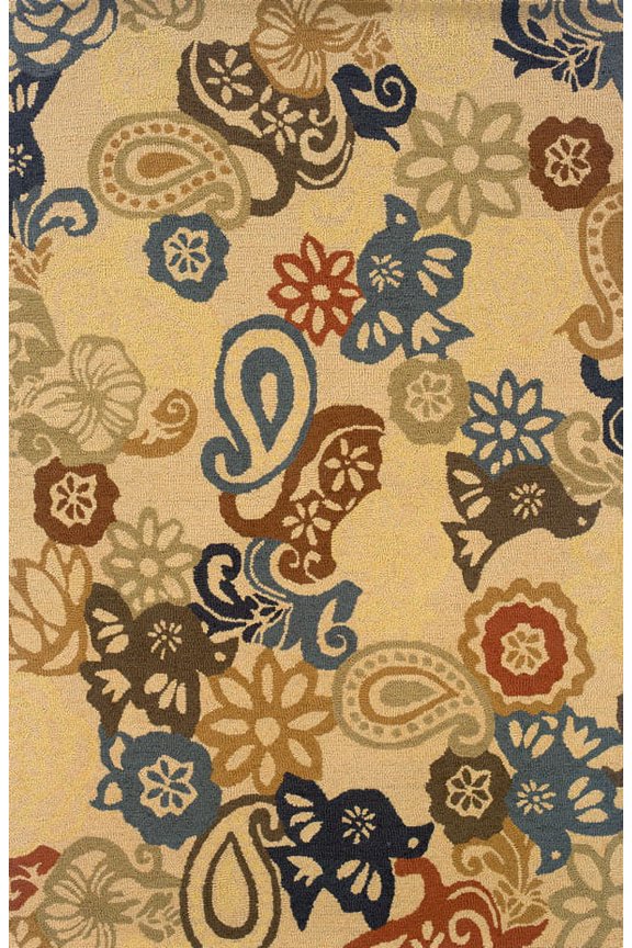 Eden Area Rug 87104 Beige Wool Flowers 10' x 13' Rectangle