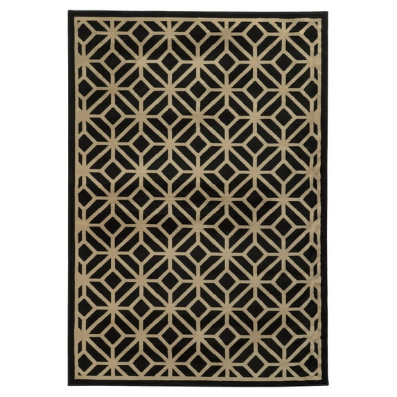 Sphinx Ella Area Rugs - 5188E Contemporary Black Diamonds Circles Boxes Cubes Rug