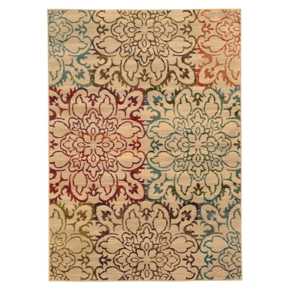 Sphinx Emerson Area Rug 4872A Casual Ivory Circles Leaves 10' x 13' Rectangle