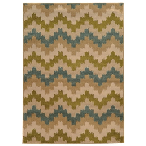 Sphinx Emerson Area Rug 4876C Casual Blue Blocks Chevron 3' 10" x 5' 5" Rectangle