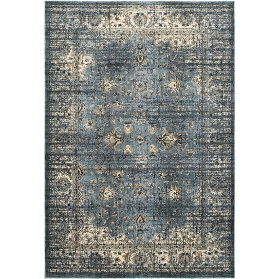 Sphinx Empire Area Rug 114L4 Blue Leaves Petals 6' 7" x 9' 6" Rectangle