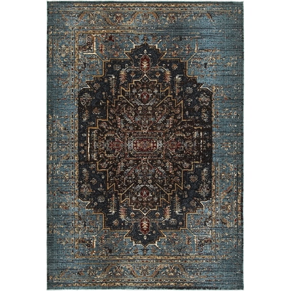 Sphinx Empire Area Rug 4440L Blue Medallion Leaves 2' 3" x 7' 6" Rectangle