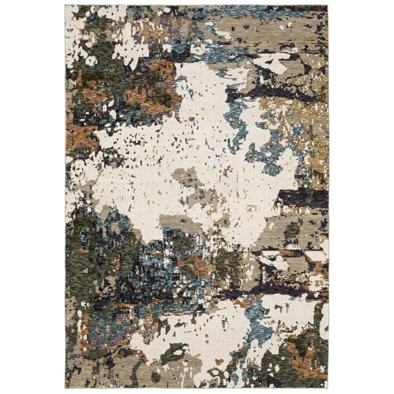 Oriental Weavers Evolution Area Rug - 0981A - 2'6" x 12' - in Ivory/ Multi - Modern Industrial Style, Stain Resistant, Family and Pet Friendly , Entryway, Hallway Runner Rug