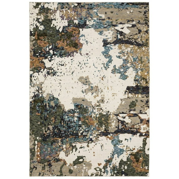 Oriental Weavers Evolution Area Rug - 0981A - 3'3" x 5'2" - in Ivory/ Multi - Modern Industrial Style, Stain Resistant, Family and Pet Friendly , Entrway, Bedroom Rug