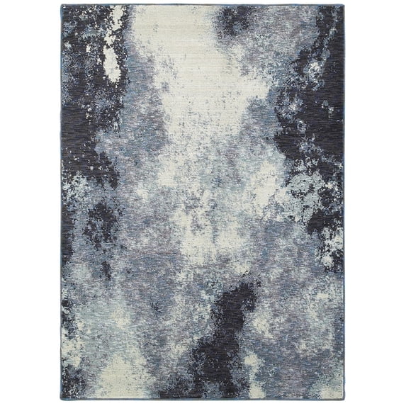 Oriental Weavers Evolution Area Rug 8000B Navy Faded Shaded 2' 3" x 8' Rectangle