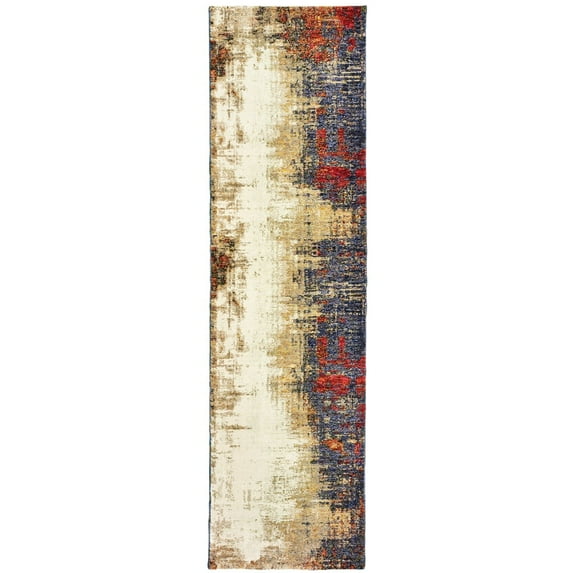 Oriental Weavers Evolution Area Rug 8001A Contemporary Ivory Faded Crosshatch 2' 6" x 12' Rectangle