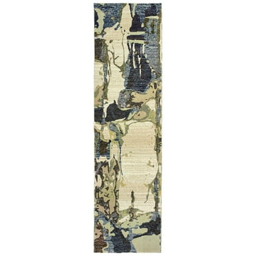 Oriental Weavers Evolution Area Rug 8027A Contemporary Blue Lined Curves 2' 6" x 12' Rectangle