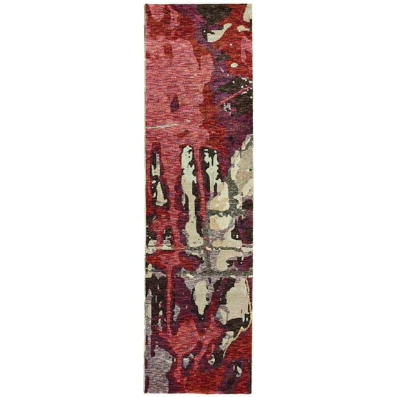 Oriental Weavers Evolution Area Rug 8028B Contemporary Red Faded Dripping 2' 6" x 12' Rectangle