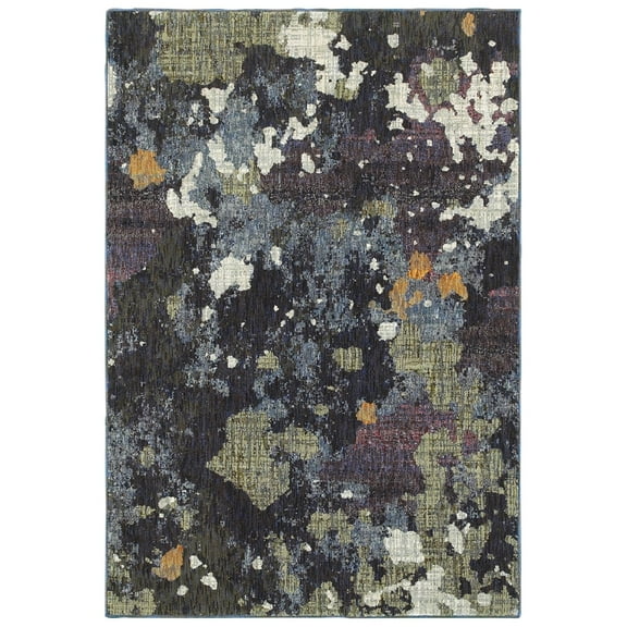 Oriental Weavers Evolution Area Rug 8029A Navy Splotched Splattered 6' 7" x 9' 6" Rectangle
