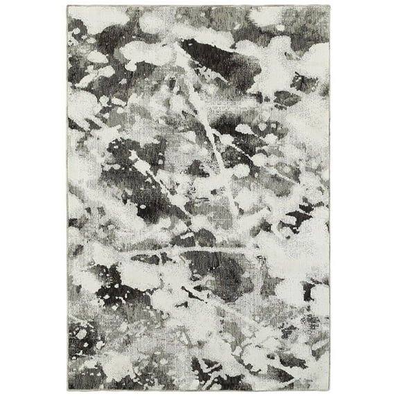 Oriental Weavers Evolution Area Rug 8035B Charcoal Snowflakes Winter 6' 7" x 9' 6" Rectangle