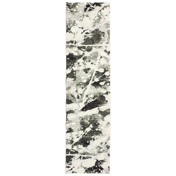 Sphinx Evolution Area Rug 8035B Contemporary Charcoal Snowflakes Winter 2' 6" x 12' Rectangle