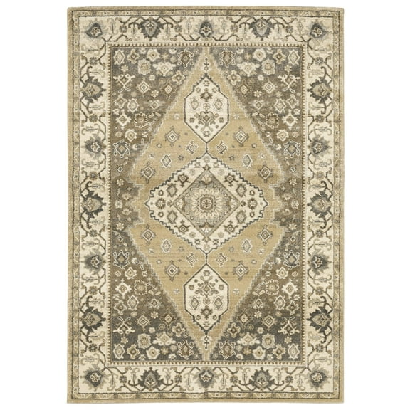 Oriental Weavers Florence Area Rug 661I6 Beige Petals Bulbs 6' 7" x 9' 6" Rectangle