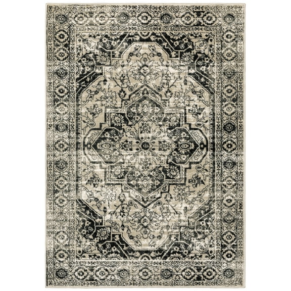 Oriental Weavers Georgia Area Rug 429G0 Traditional Grey Bulbs Diagonals 3' 10" x 5' 5" Rectangle