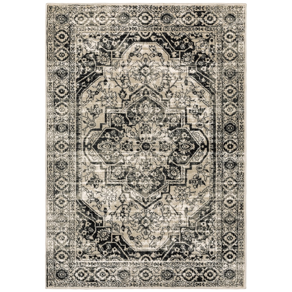 Georgia Gray and Black Synthetic 6' x 9' Area Rug