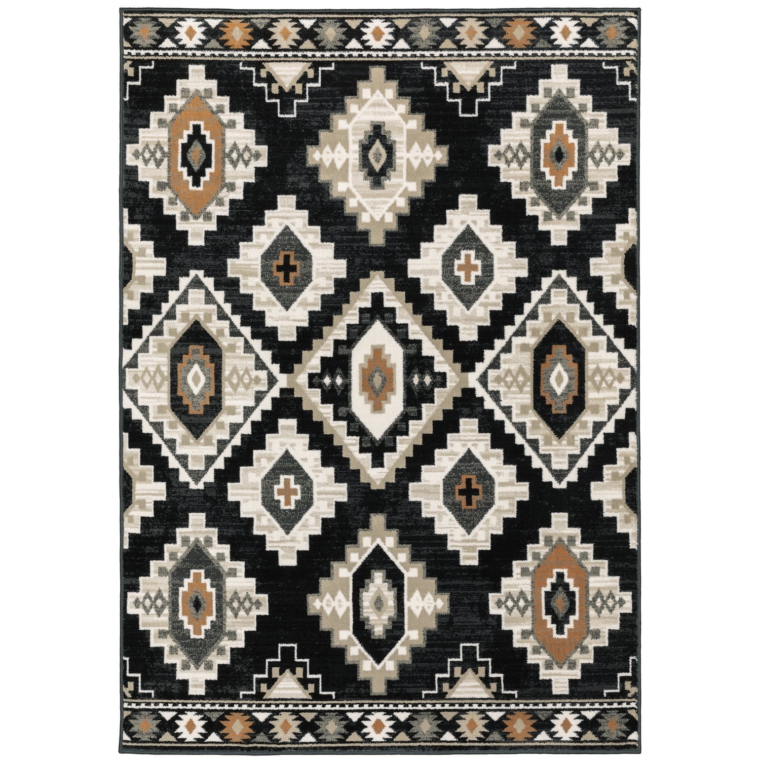 Oriental Weavers Georgia Area Rug 605F0 Casual Charcoal Angled Jagged 5 ...