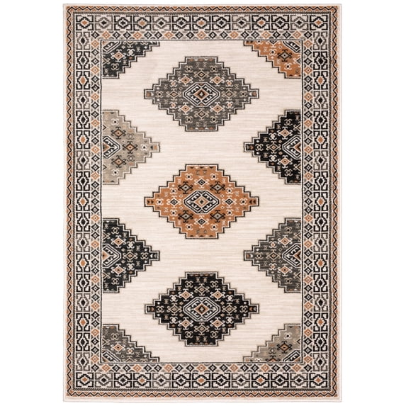 Oriental Weavers Georgia Area Rug 640A0 Casual Ivory Diagonals Solid 6' 7" x 9' 2" Rectangle