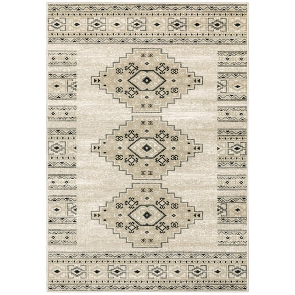 Oriental Weavers Georgia Area Rug 643A0 Casual Ivory Rings Petals 3' 10" x 5' 5" Rectangle