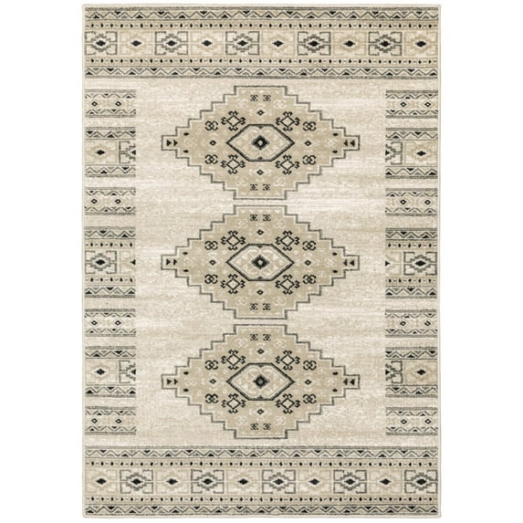 Oriental Weavers Georgia Area Rug 643A0 Casual Ivory Rings Petals 5' 3" x 7' 3" Rectangle