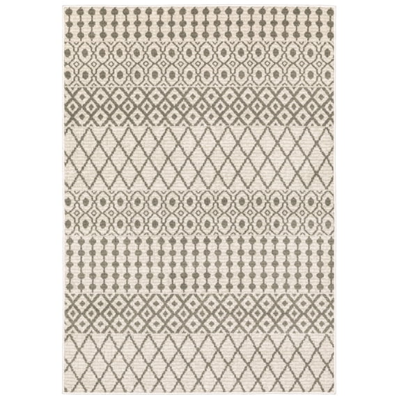 Oriental Weavers Georgia Area Rug 717B0 Casual Ivory Banded Rows 7' 10" x 10' Rectangle