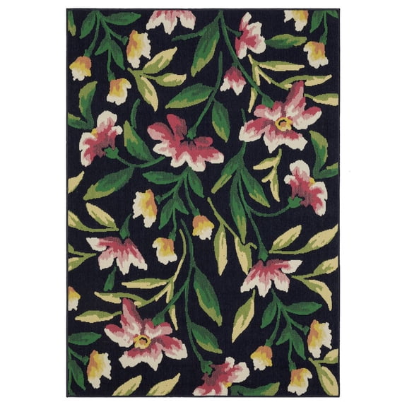 Oriental Weavers Havana Indoor/Outdoor Rug - HAV12 - 5'3" x 7'3" - in Navy/ Multi - Classic Casual Style, Water, Stain and Fade Resistant, Hose Clean, Patio, Outdoor Living Area Rug