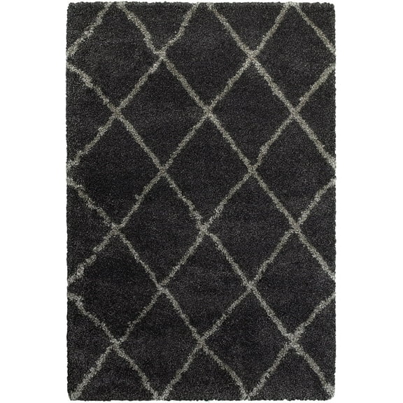 Oriental Weavers Henderson Shag Area Rug 090K1 Charcoal Diamonds Diagonal 5' 3" x 7' 6" Rectangle