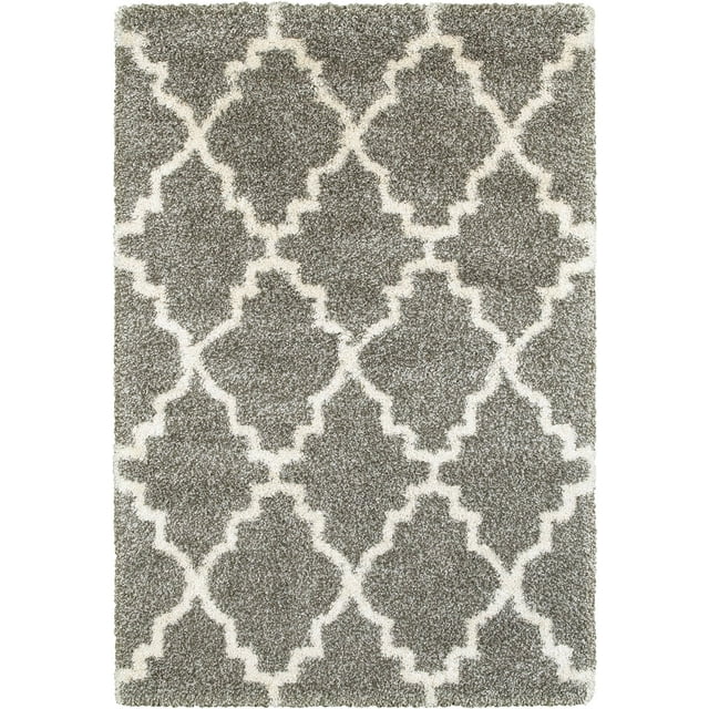 Oriental Weavers Henderson Shag Area Rug 092E9 Grey Angled Curves 6' 7" x 9' 6" Rectangle