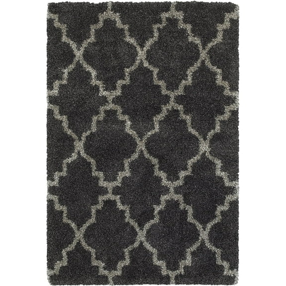 Oriental Weavers Henderson Shag Area Rug 092K1 Charcoal Ogee Curves 1' 10" x 3' 3" Rectangle