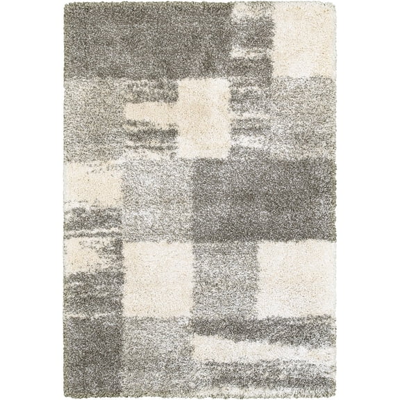 Oriental Weavers Henderson Shag Area Rug 5502H Ivory Blocks Patches 1' 10" x 3' 3" Rectangle