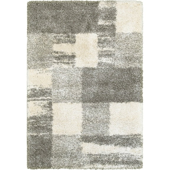 Oriental Weavers Henderson Shag Area Rug 5502H Ivory Blocks Patches 3' 10" x 5' 5" Rectangle