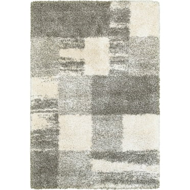 Oriental Weavers Henderson Shag Area Rug 5502H Ivory Blocks Patches 5' 3" x 7' 6" Rectangle