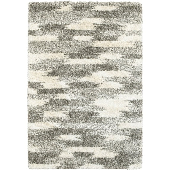 Oriental Weavers Henderson Shag Area Rug 565J9 Gray Rows Banded 5' 3" x 7' 6" Rectangle