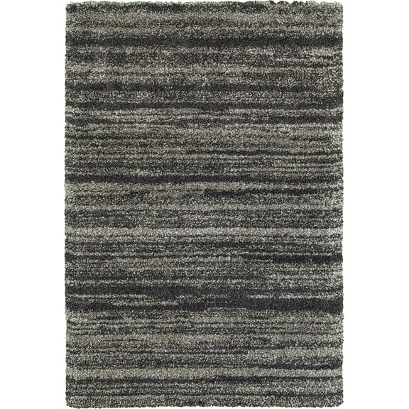 Oriental Weavers Henderson Shag Area Rug 5993E Grey Banded Rows 5' 3" x 7' 6" Rectangle