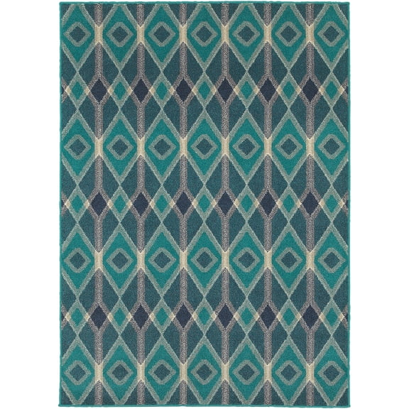 Sphinx Highlands Area Rug 6627B Blue Diamonds Lines 9' 10" x 12' 10" Rectangle