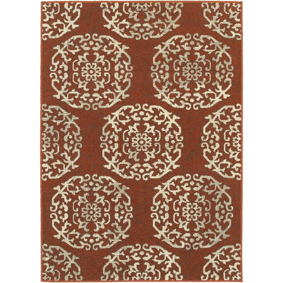 Sphinx Highlands Area Rug 6672B Red Rings Floral 9' 10" x 12' 10" Rectangle