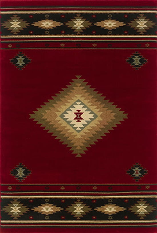 Red Oriental Rectangular Easy Care Synthetic Rug 1'10" x 3'3"