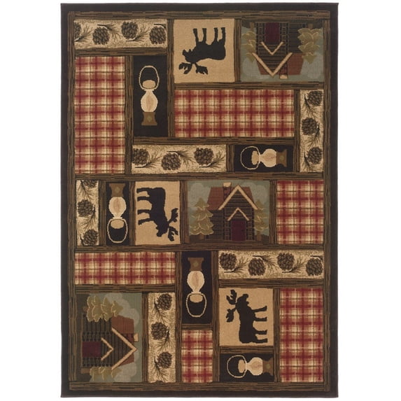 Oriental Weavers Hudson Area Rug 1067A Brown Lodge Novelty 7' 8" x 10' 10" Rectangle