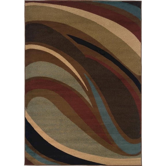 Oriental Weavers Hudson Area Rug 2666F Brown Stripes Swirls 5' 3" x 7' 6" Rectangle