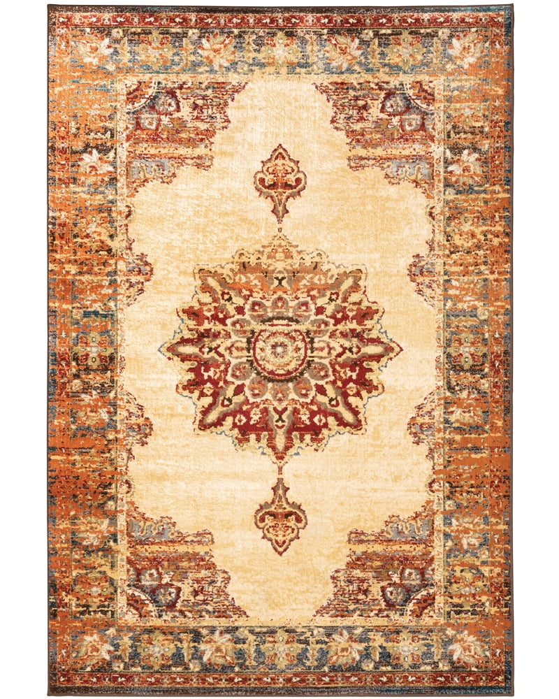 Juliette 5'3" x 7'3" Red and Gold Synthetic Area Rug