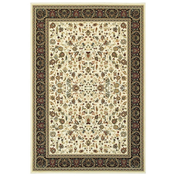 Oriental Weavers Kashan Area Rug 108X1 Ivory Scrolls Petals 1' 10" x 3' Rectangle