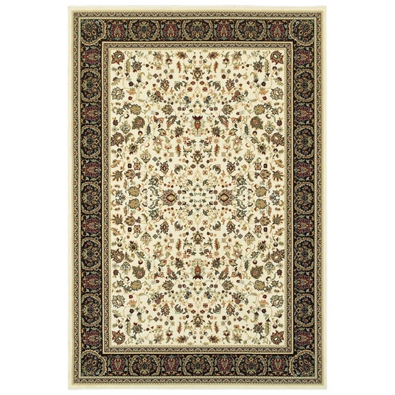 Oriental Weavers Kashan Area Rug 108X1 Ivory Scrolls Petals 6' 7" x 9' 6" Rectangle